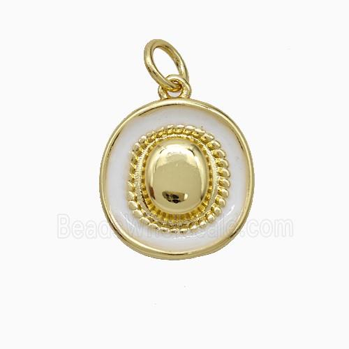 Copper Hat Pendant White Enamel Gold Plated