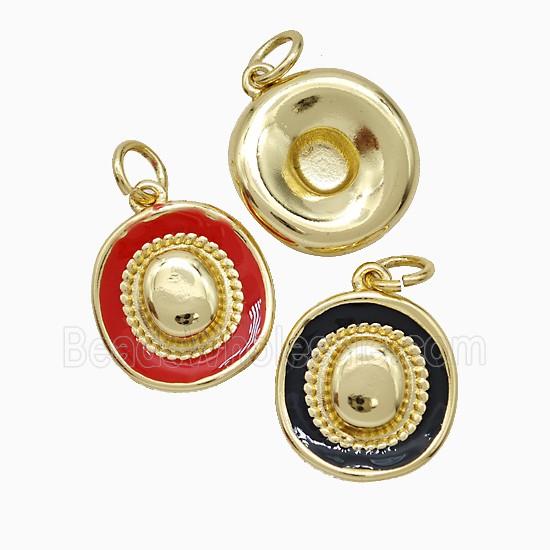 Copper Hat Pendant Enamel Gold Plated Mixed