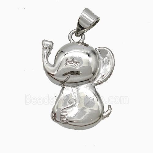 Copper Elephant Pendant Platinum Plated