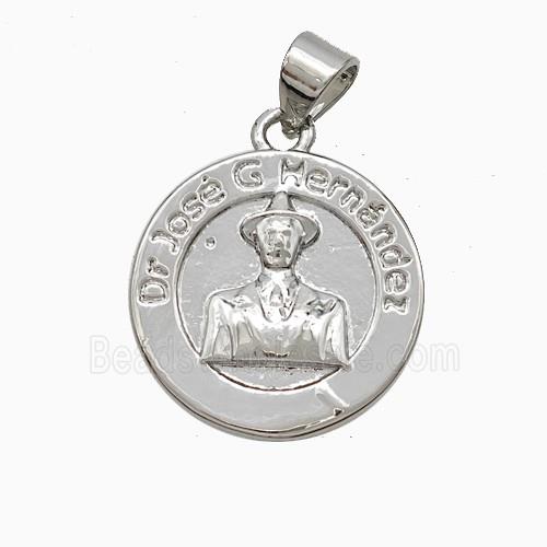 Dr Jose Charms Copper Pendant Platinum Plated