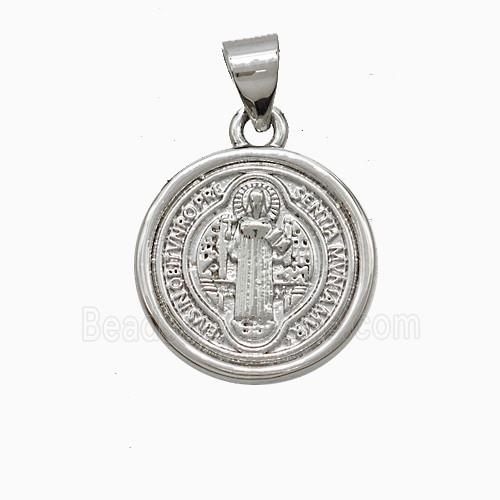 Saint Jude Charms Copper Pendant Platinum Plated