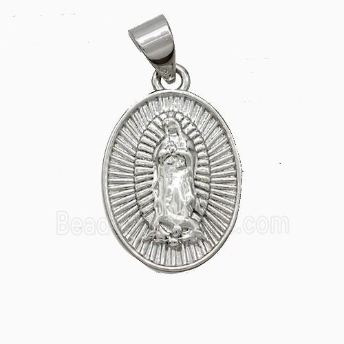 Virgin Mary Charms Copper Pendant Platinum Plated