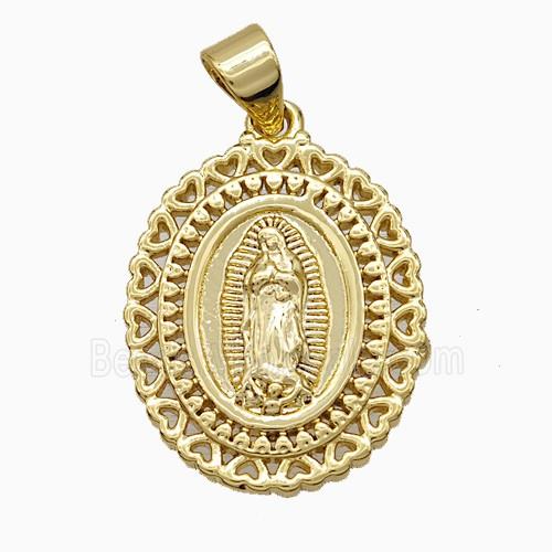 Virgin Mary Charms Copper Pendant 18K Gold Plated