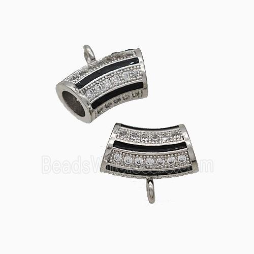 Copper Hanger Bail Pave Zirconia Black Enamel Platinum Plated