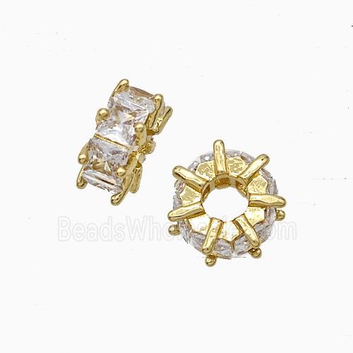 Copper Heishi Beads Pave Zirconia Gold Plated
