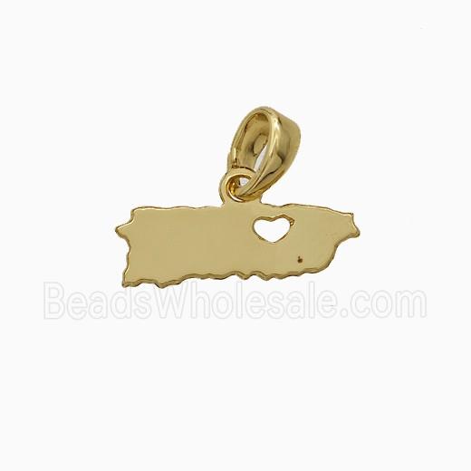 Copper Slice Pendant Heart Gold Plated