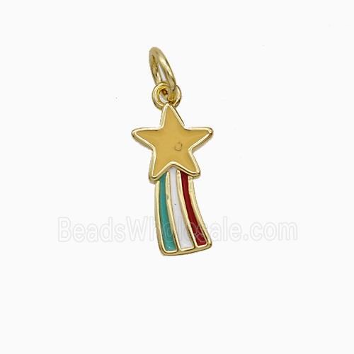 Copper Meteor Pendant Multicolor Enamel Falling Star Gold Plated