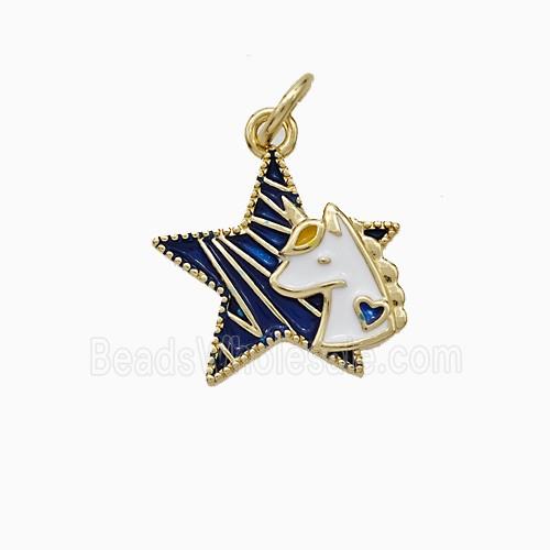 Copper Star And Unicorn Pendant Enamel Gold Plated