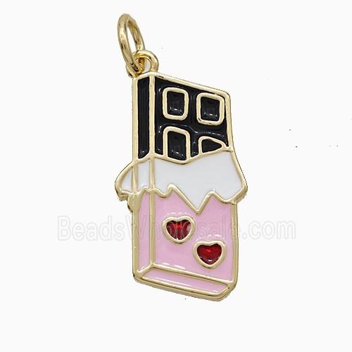 Chocolate Heart Charms Copper Pendant Enamel Gold Plated