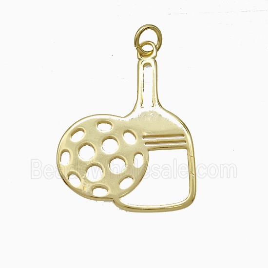 Tennis Racket Charms Copper Pendant Sports Gold Plated