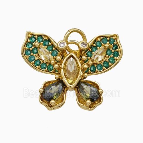 Copper Butterfly Pendant Pave Zirconia Gold Plated
