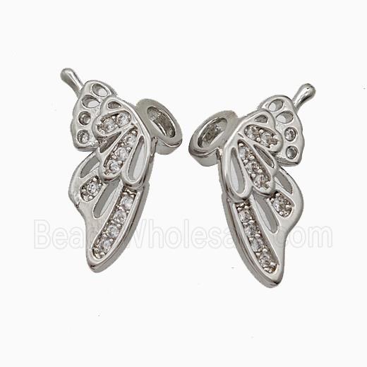 Copper Angel Wings Pave Zirconia Platinum Plated