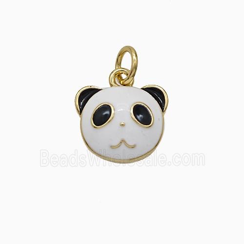 Copper Pandaheader Pendant Black White Enamel Gold Plated