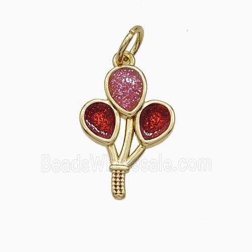 Copper Cherry Pendant Painted Gold Plated