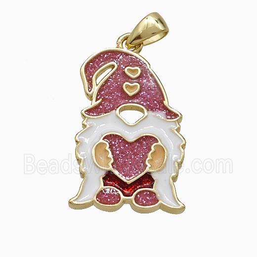 Christmas Santa Claus Charms Copper Pendant Enamel Gold Plated