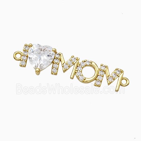 Copper MOM Connector Pave Zirconia Gold Plated