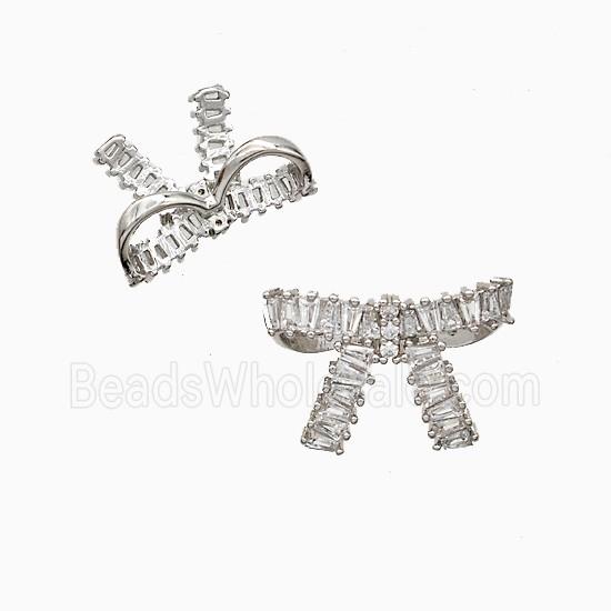 Copper Awareness Ribbons Pendant Pave Zirconia 2loops Platinum Plated