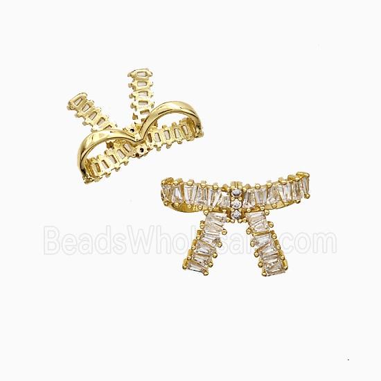 Copper Awareness Ribbons Pendant Pave Zirconia 2loops Gold Plated