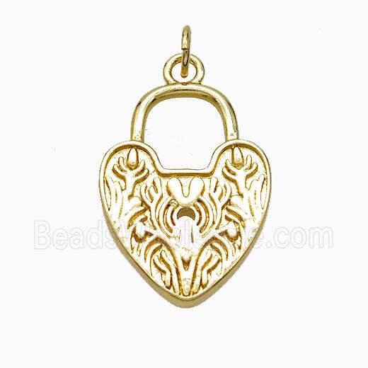 Copper Heart Lock Pendant Gold Plated