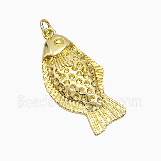 Copper Fish Pendant Hammered Gold Plated