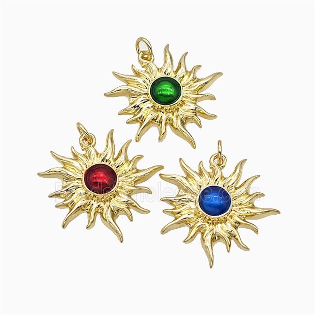 Copper Sun Pendant Painted Gold Plated Mixed