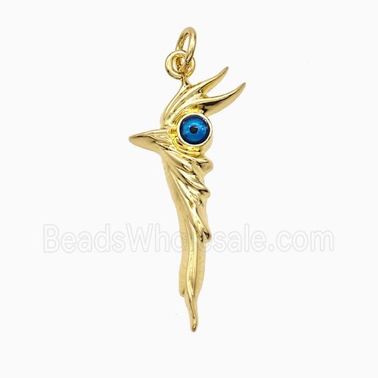Walking Stick Charms Copper Pendant Blue Painted Evil Eye Gold Plated