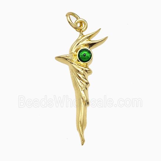 Walking Stick Charms Copper Pendant Green Painted Evil Eye Gold Plated
