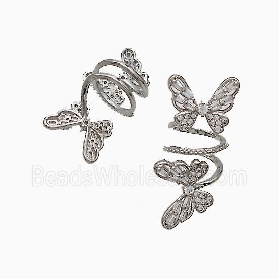 Copper Butterfly Pendant Pave Zirconia Platinum Plated