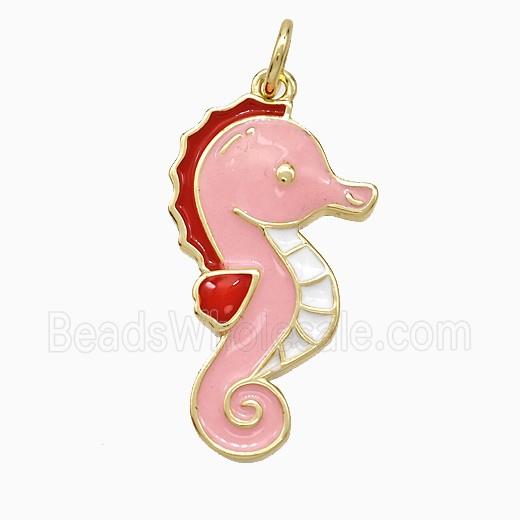 Copper Seahorse Pendant Multicolor Enamel Gold Plated