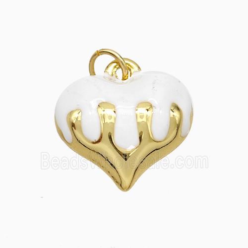 Copper Heart Pendant White Enamel Gold Plated