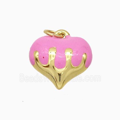 Copper Heart Pendant Pink Enamel Gold Plated