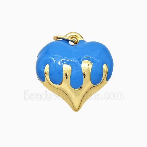 Copper Heart Pendant Blue Enamel Gold Plated
