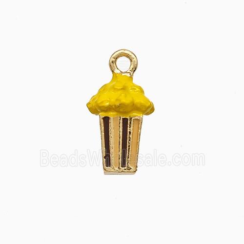 Popcorn Charms Copper Pendant Yellow Enamel Gold Plated