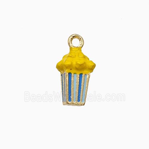 Popcorn Charms Copper Pendant Yellow Enamel Gold Plated