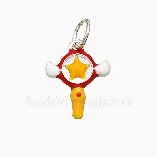 Magic Wand Charms Copper Pendant Multicolor Enamel Platinum Plated