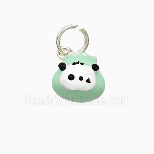 Copper Animal Pendant Green Enamel Platinum Plated