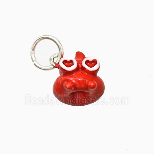 Copper Animal Pendant Red Enamel Platinum Plated
