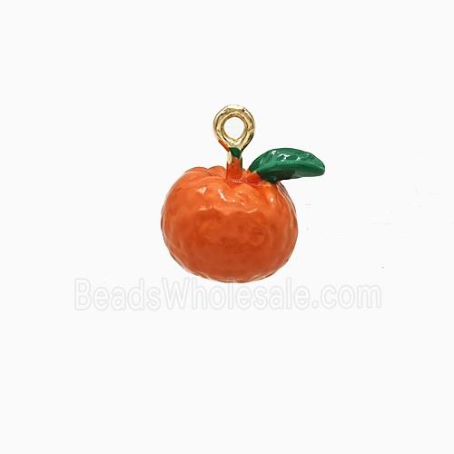 Copper Lemon Pendant Red Enamel Gold Plated