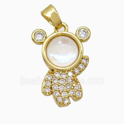Copper Astronaut Pendant Pave Zirconia Resin Gold Plated