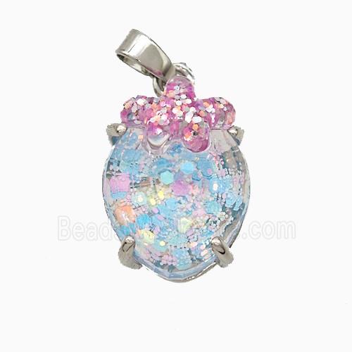 Acrylic Oval Pendant With Starfish Copper Platinum Plated