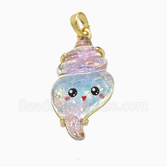 Conch Shell Charms Acrylic Pendant Copper Platinum Plated