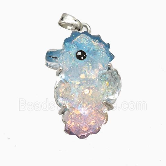 Acrylic Seahorse Pendant Copper Platinum Plated