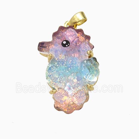 Acrylic Seahorse Pendant Copper Platinum Plated