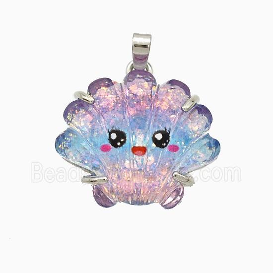 Scallop Shell Charms Acrylic Pendant Copper Platinum Plated