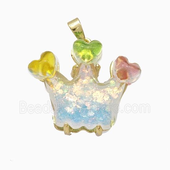Acrylic Crown Pendant Copper Gold Plated