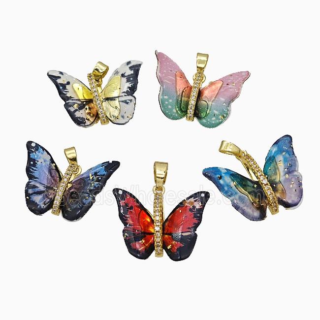 Acrylic Butterfly Pendant Copper Gold Plated Mixed