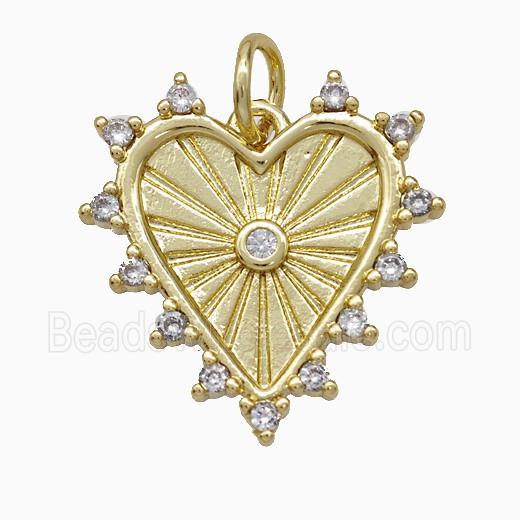 Copper Heart Pendant Pave Zirconia Gold Plated