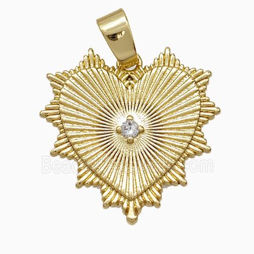 Copper Heart Pendant Pave Zirconia Gold Plated