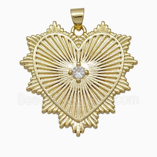 Copper Heart Pendant Pave Zirconia Gold Plated