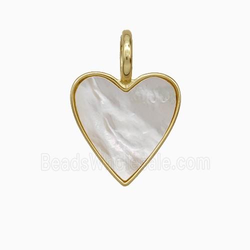 Copper Heart Pendant Pave Shell Gold Plated